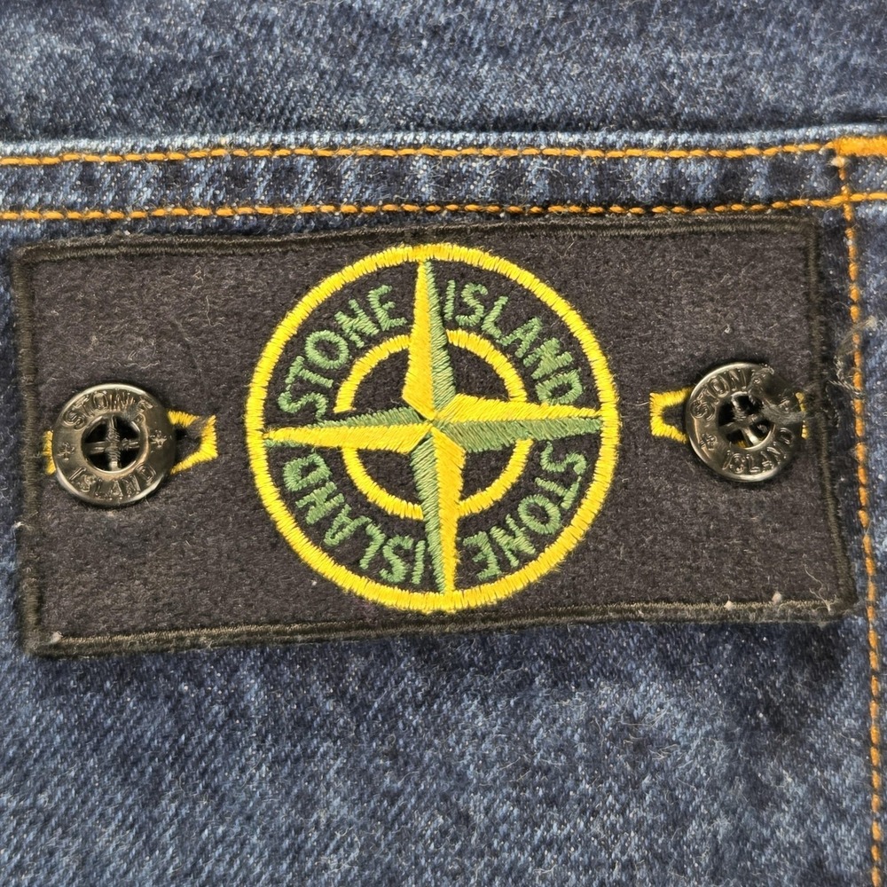 Stone Island Jeans Mens Blue Dark Wash Slim Skinny Type SK Logo Patch Fits 32x29 - Picture 14 of 16